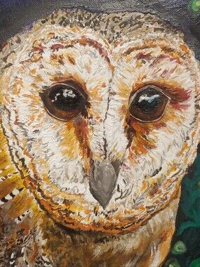 Made With Love Hand-Painted Barn Owl Wall Art - Brown & White